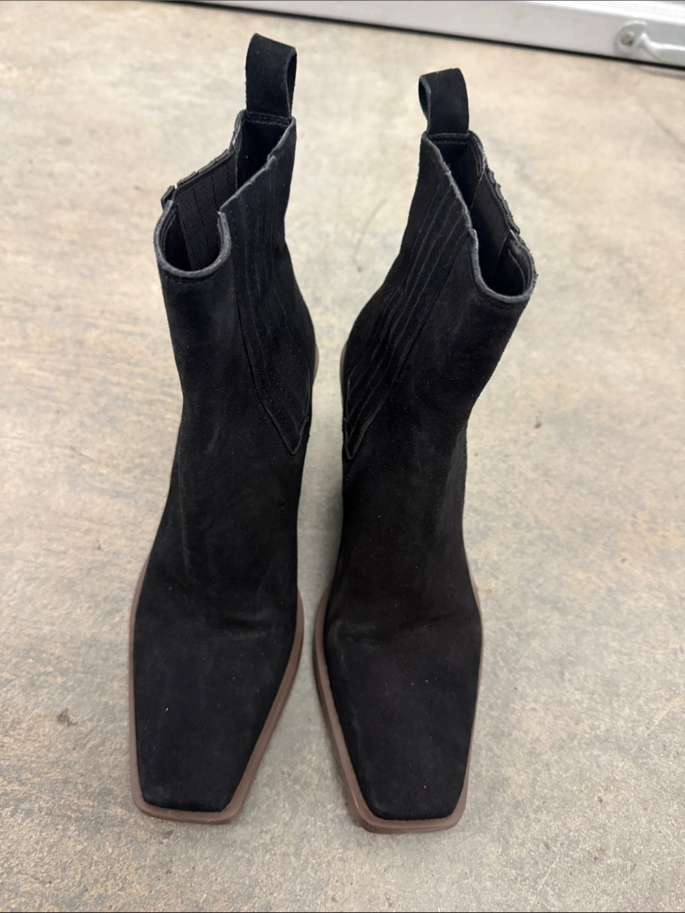 Vince Camuto Black Suede Square-Toe Ankle Booties